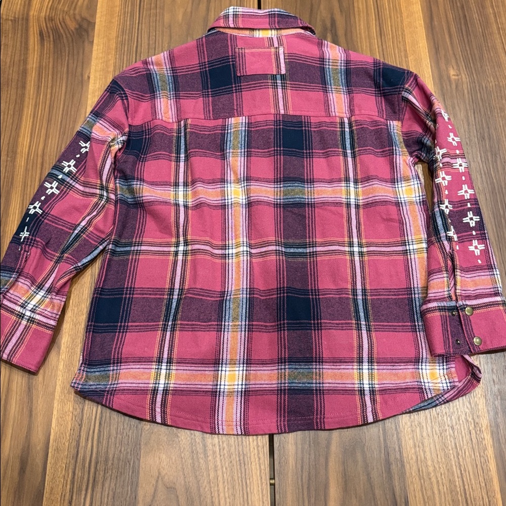 Free People Nordic Chill Plaid Flannel oversized Shirt Jacket size Small - Picture 11 of 11
